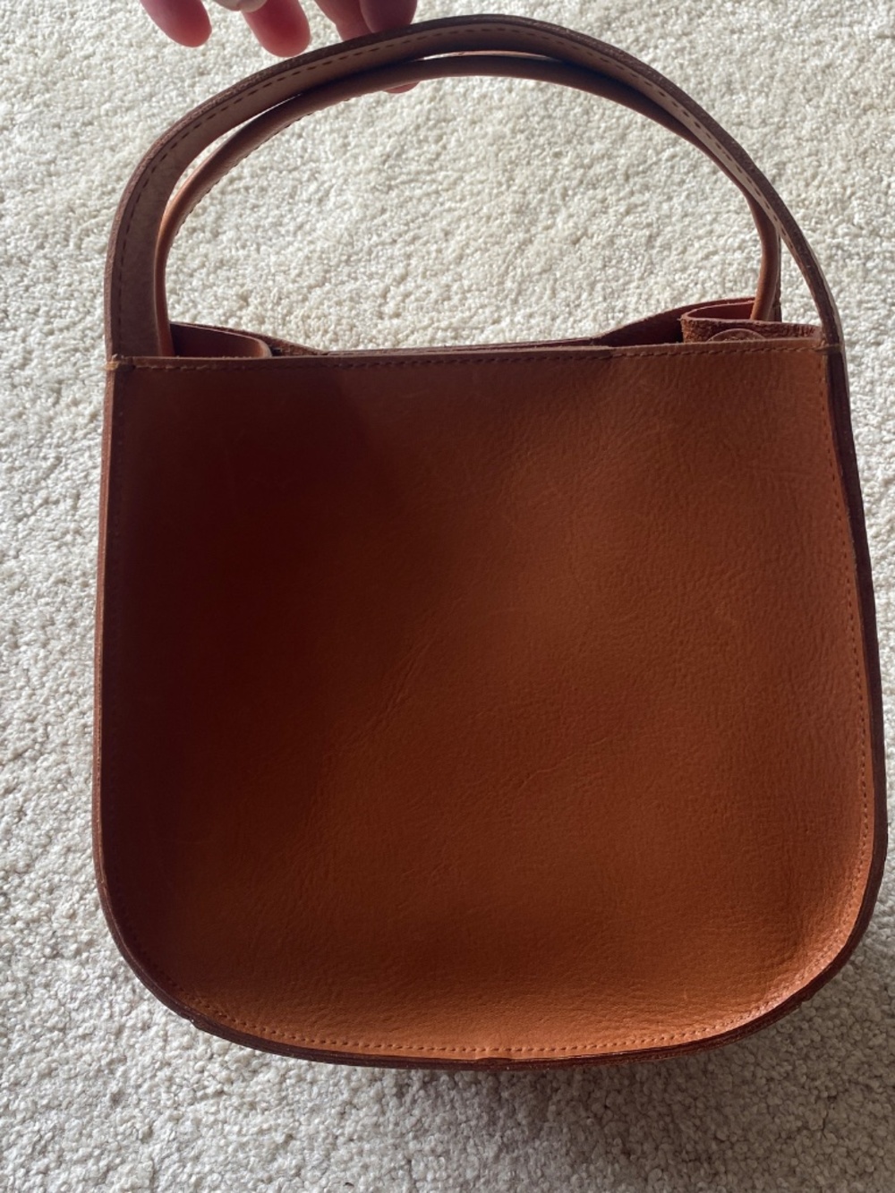 Madewell Small Leather Handbag w/Shoulder Strap-Crossbody Strap-Light Brown Tone - Picture 10 of 15